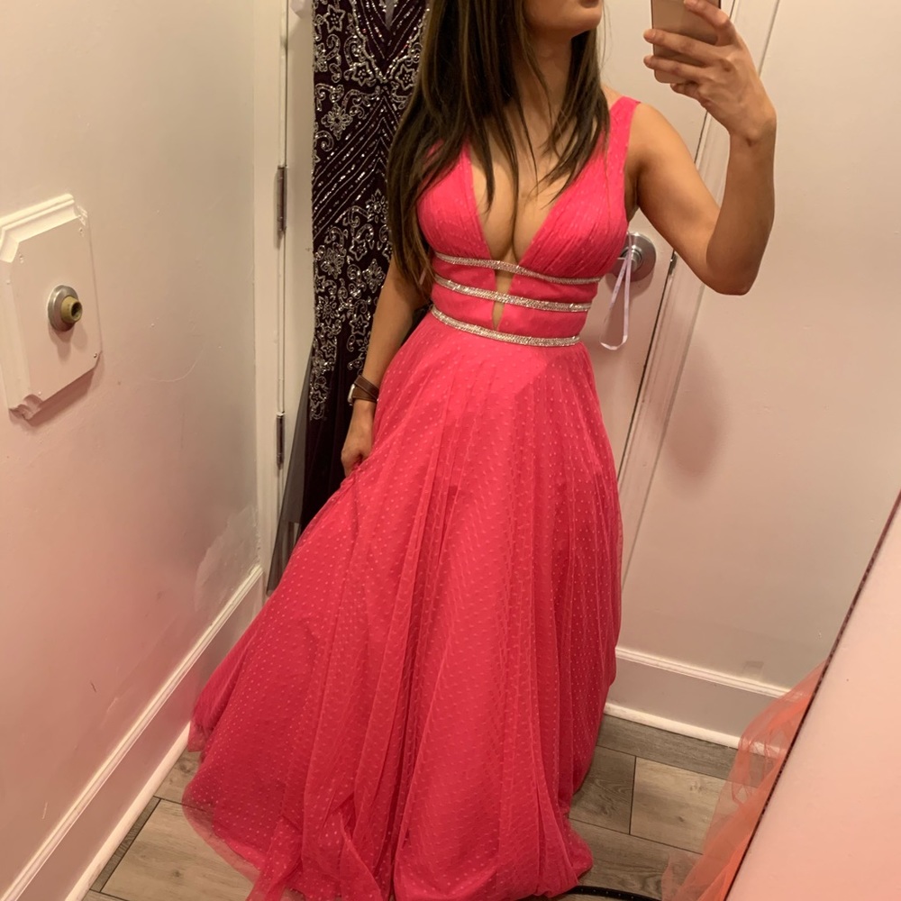 Pink gown with jewel embellishment